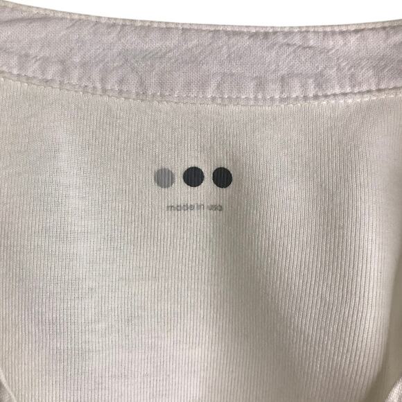 Three Dots Ruched Top Womens Small AJ4B302 White Deep V-Neck Button Down - Picture 2 of 6